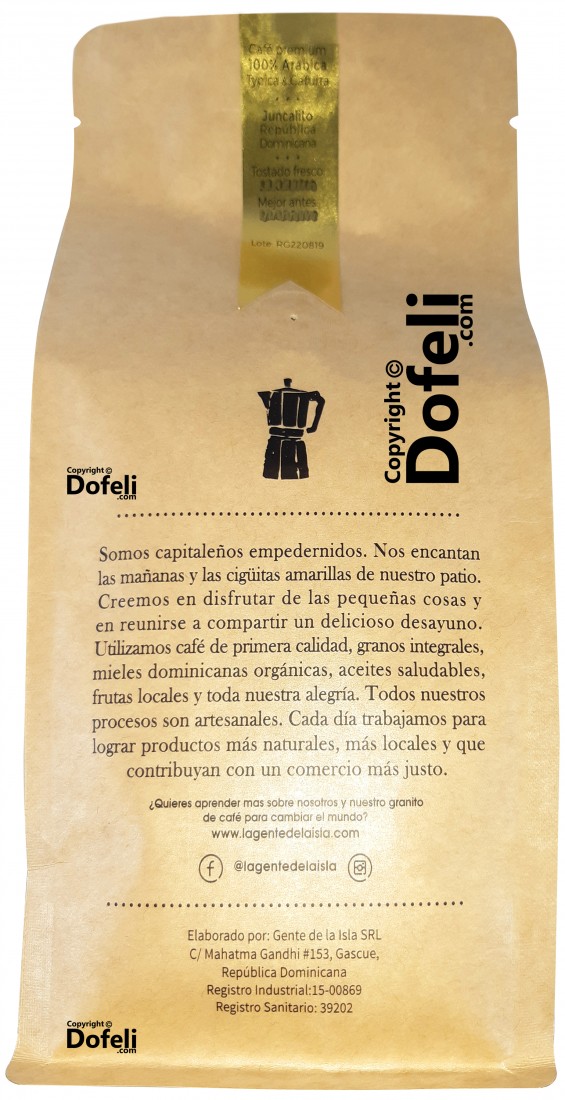 Dominican USDA Organic Arabica coffee, roasted whole bean with bold and determined character.
